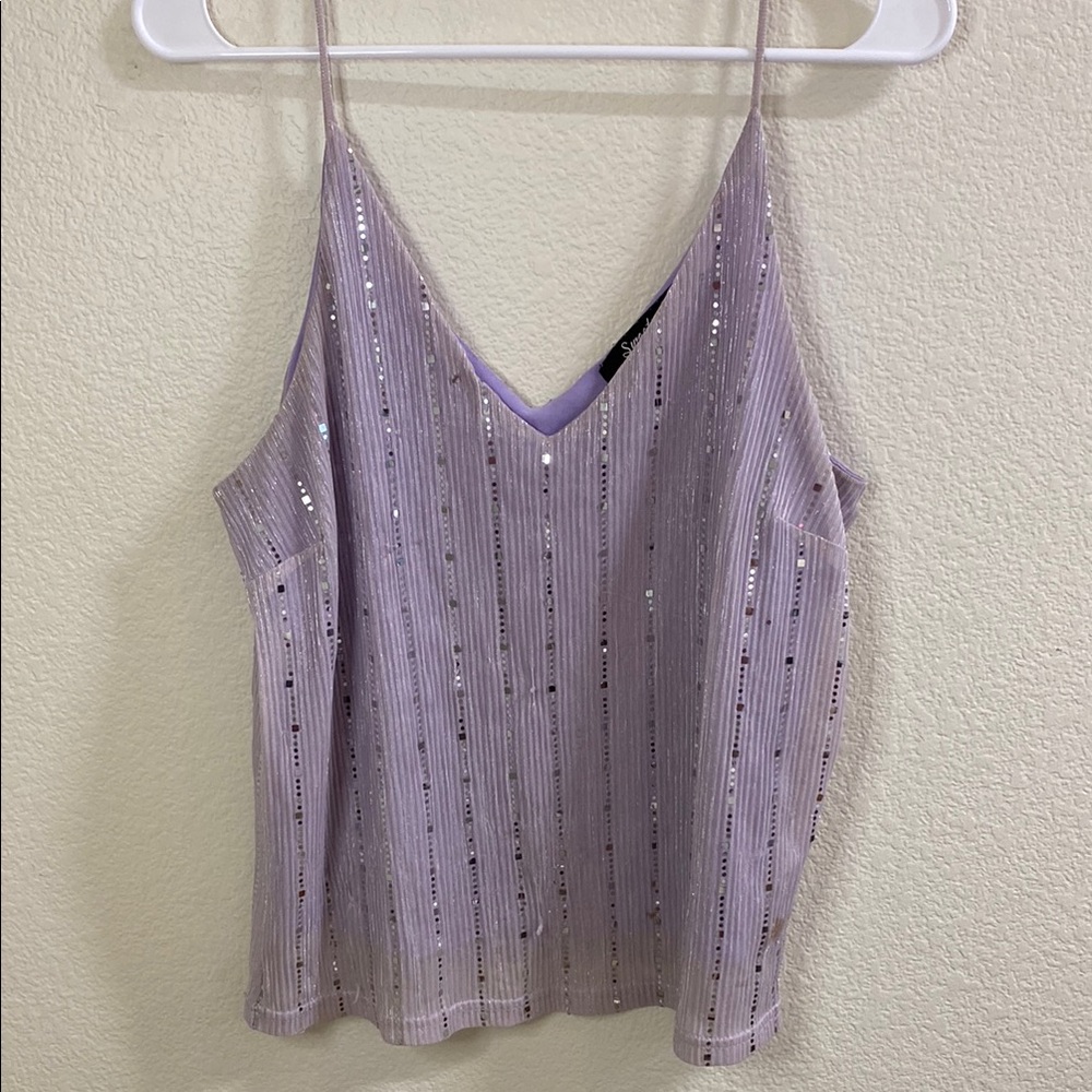 Lavender Sequin Striped Cami Top